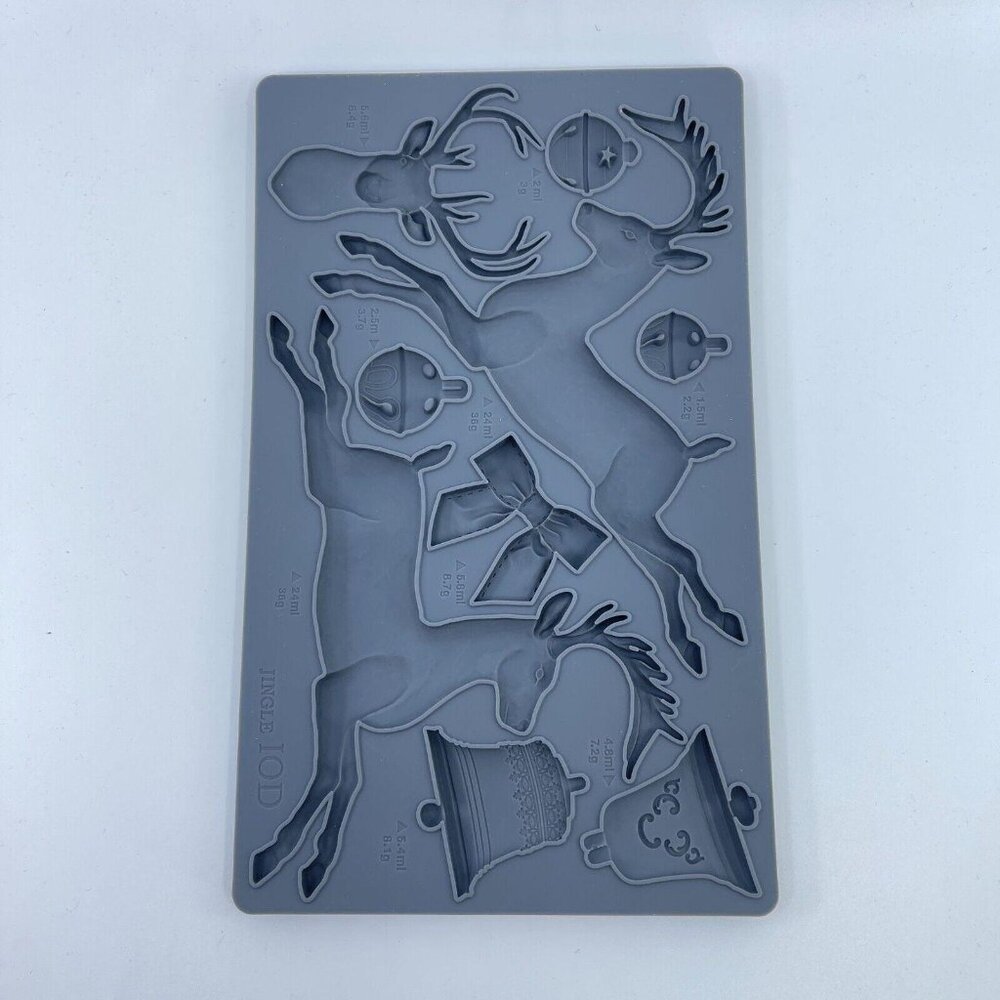 iod iron orchid designs "jingle" silicone mould reindeer jingle bells holidays